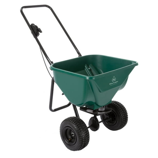 Lawn and Garden Spreader 66 Pound Capacity Walk Behind Rotary Broadcast Dispenser for