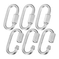 thumbnail image 1 of Conector rápido de 6 piezas, M8 5/16 eslabones de cadena de acero inoxidable 304 en forma de D para reparación de cadenas de columpios/camping/senderismo/mochila, anillo de llave en espiral [Plata], 1 of 1