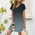 thumbnail image 2 of Bovxnpu Summer Dresses for Women, Short Sleeve T Shirt Dress Casual Mini Dresses, Women V-Neck Pockets Button Dress Short Sleeve Dress, 2 of 6