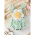 thumbnail image 2 of KelaJuan Baby Girls Rompers Dress Daisy Print Fly Sleeve Backless Mesh Tulle Skirt Hem Toddler Bodysuits Summer Clothes with Headband, 2 of 6