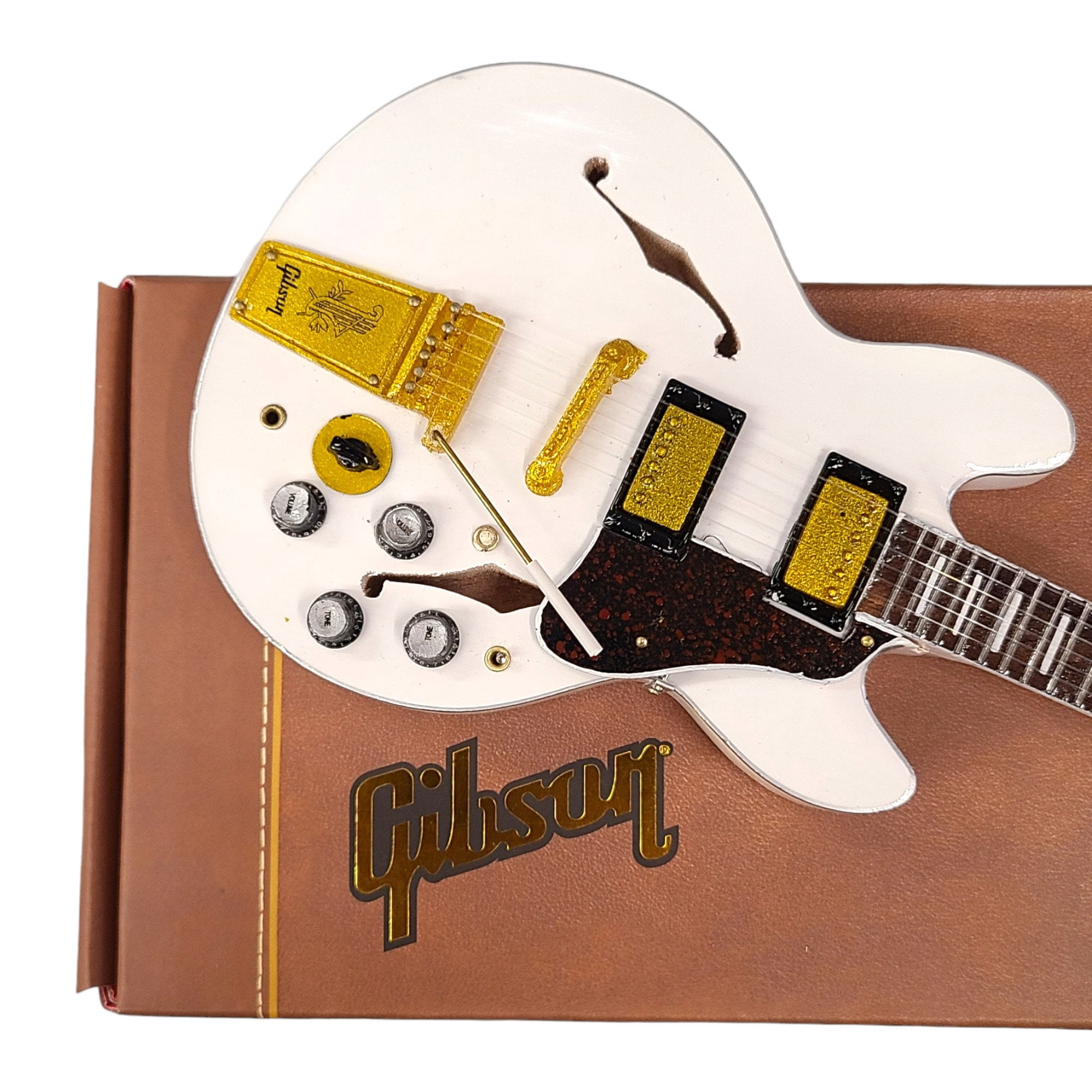 Alex Lifeson Gibson ES-355 Alpine White 10 Inch Miniature Guitar Replica