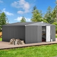 thumbnail image 2 of YODOLLA 14' x 12' Outdoor Storage Shed with Lockable Door Patio Metal Garden Storage Building in Dark Gray for Outside, 2 of 6
