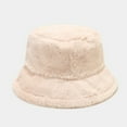 thumbnail image 2 of HNMKIU Solid Color Fisherman Hat Adjustable Warm Bucket Hat for Autumn Winter Outdoor Activities Hats for Men Beige,One Size, 2 of 3