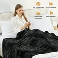 thumbnail image 2 of WISHEAD Electric Heated Blanket Twin 62''x84''Size Faux Fur Heating Blanket 5 Heating Settings, 10h Timer & Overheat Protection, Machine Washable, Soft Flannel and Sherpa Full Body Warmth,Black, 2 of 9