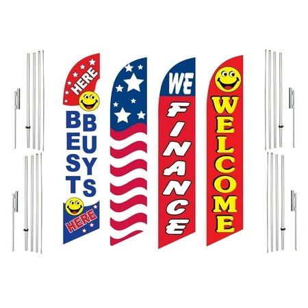 4 Swooper Flags With 4 Pole Kits Best Buys Here USA We Finance Welcome