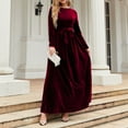 thumbnail image 7 of RYDCOT Evening Dresses for Women 2023 Elegant Classy Autumn and Winter Long Sleeve Crew Neck Solid Color Vintage Velvet Dress or Red, 7 of 7