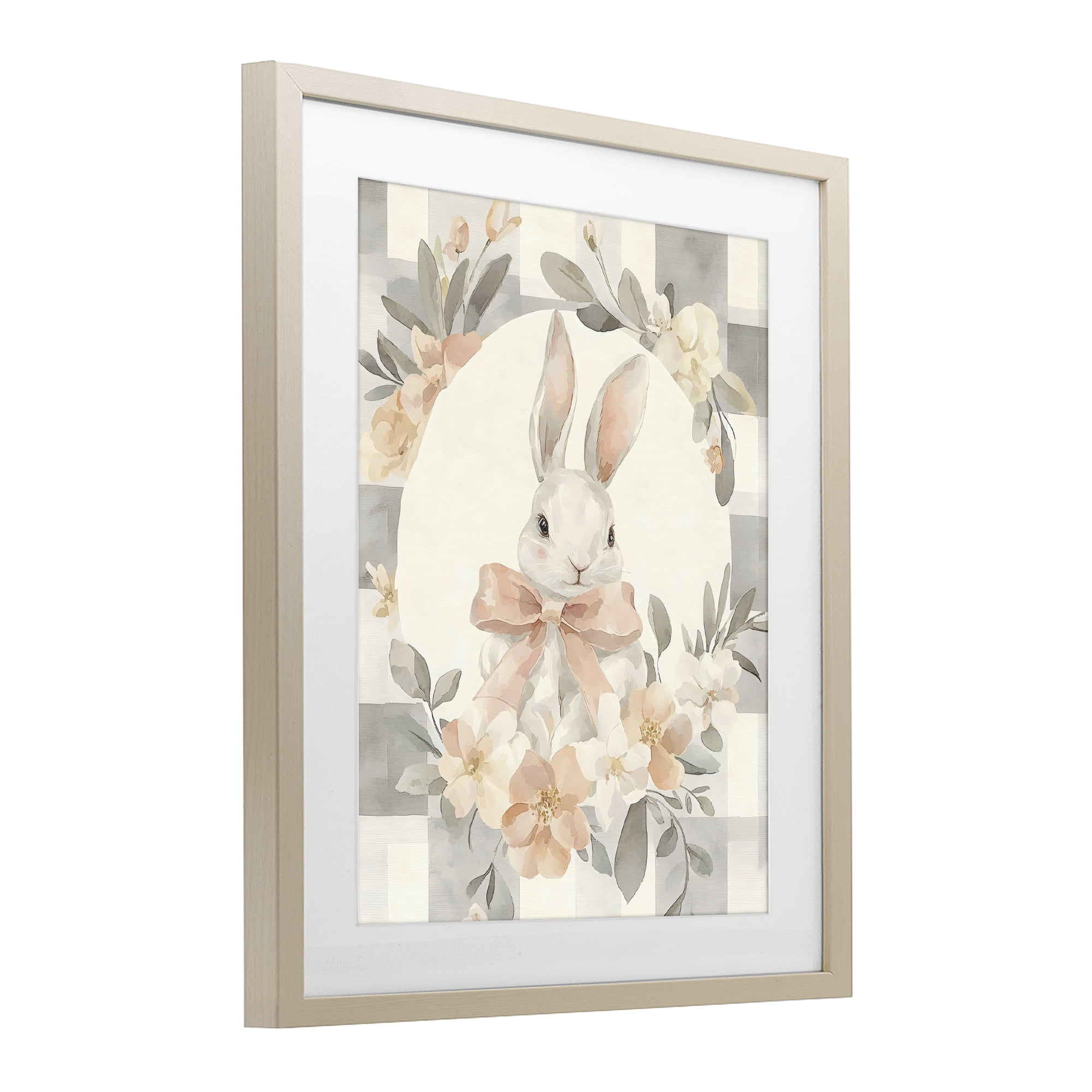Stupell Industries Adorable Bunny in Wreath Birch Framed Print Under Glass, design by Creative Studio