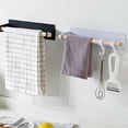 thumbnail image 5 of Punch Free Self\-adhesive Roll Paper Holder Towel Wooden Storage Rack Hanging Shelf For Kitchen Bathroom Fast Shipping white, 5 of 9
