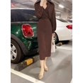 thumbnail image 4 of Coffee Dress, Long Sleeve Button Front Midi with Side Split, 4 of 4