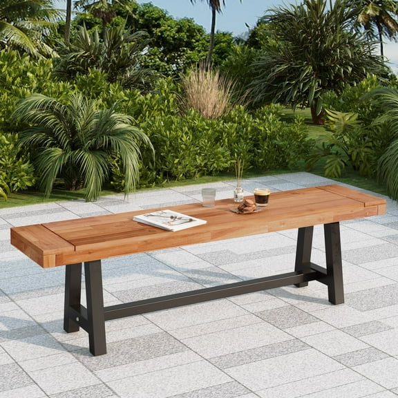Alpha Joy 63" Outdoor Bench Acacia Wood Patio Garden Park Bench for Yard, Porch or Garden