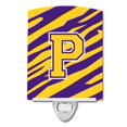 thumbnail image 1 of "Treasures Letter P Monogram-Tiger Stripe-Purple Gold Ceramic Night Light, 6x4, Multicolor" Caroline's Treasures CJ1022-PCNL, 1 of 1