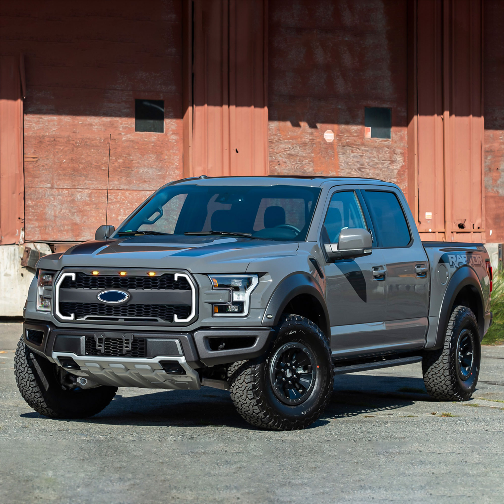15-17 Ford F150 Gloss Black Full Replacement Raptor Style Mesh Grille With Shell