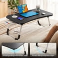 thumbnail image 5 of YEERSWAG® 23.6 inch Foldable Lap Desk for Bed,Laptop Bed Table with 4-Port USB Hub,Storage Drawer,Cup Holder & Tablet Slot,Portable Fold-Up Bed Tray for Working Reading Eating on Bed Sofa Couch,Black, 5 of 9