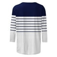 thumbnail image 5 of DeHolifer T-Shirts for Women Plus Size 3/4 Sleeve Loose Strip Printed Crewneck Tunic Tops Dressy Blouse T-Shirts Dark Blue XL, 5 of 5