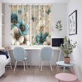 thumbnail image 4 of Teal Tulip Butterfly Kitchen Curtains Window Panels, Beige Turquoise Floral Vintage Rustic Insulated Window Treatment Curtain, Grommet Curtains for Bedroom/Living Room/Bathroom, 2 Piece 52"Wx63"L, 4 of 8