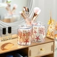 thumbnail image 3 of Yayeee 4 Pack Qtip Holder Bathroom Cotton Swab Canister with Lid Clear Dispenser Set, White Starfish, 3 of 6