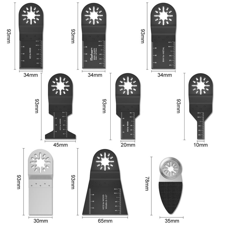 Mix Lames de Scie oscillante ,Outil Multifonction Saw Blades Accessoires  Kit, 38pcs Oscillating Multimaster Lames, pour Dremel Fein Multimaster  Makita Bosch Rockwell Accessoire Multitool