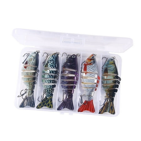 3.9 Inch Fishing Lures Multi Jointed 5Pcs Slow Sinking Swimbait Realistic Glide Bait for Bass Trout Pike Lifelike Crankbaits for Freshwater Saltwater Fishing for Bass Fishing & Salmon