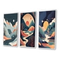 thumbnail image 3 of Designart "Graphic Mountain Trees in Orange and Blue Tones I" Landscape Mountains Framed Wall Art Set Of 3 - Yellow Mountains Frame Gallery Wall Set For Home Decor, 3 of 6