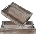 thumbnail image 2 of Homebeez Rustic Wood Serving Trays Set,Rectangle Wood Handled Plate,Vintage Wood Platters for Kitchen, Dining Room, Living Room, 2 of 6