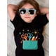 thumbnail image 2 of Girls & Boys Stationery Cotton Graphic Tees, Back To School Clothes Girls, Black Summer Shirts With School Supply Graphic, Gift For First Day Of School, Round Neck Short Sleeve T-Shirt, 2 of 3