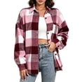 thumbnail image 2 of Women's Button Down Plaid Shacket Jacket,Long Sleeve Open Front Casual Coat with Chest Pockets,Cool Fall and Early Winter Days, 2 of 5