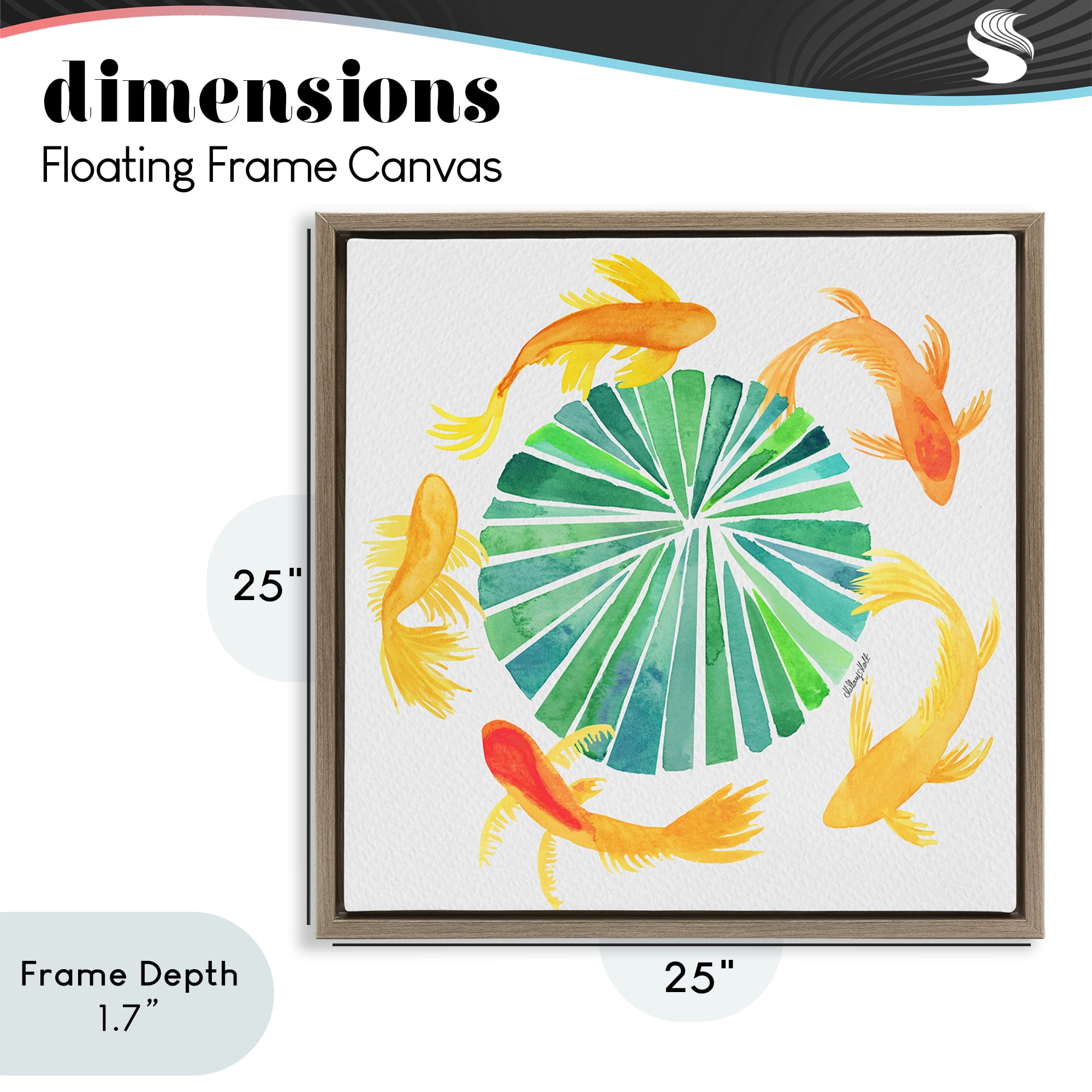 Stupell Industries Lotus Garden Orbital Fish Brown Framed Floater Canvas Wall Art, design by Hillary Holt