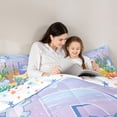 thumbnail image 4 of Manfei Lovely Axolotl Queen Comforter Set,Alphabet D Print Comforter Sets Queen For Girls,Blue Multicolor,Colorful Stars Reversible,3pcs,1 Comforter and 2 Pillowcases, 4 of 8