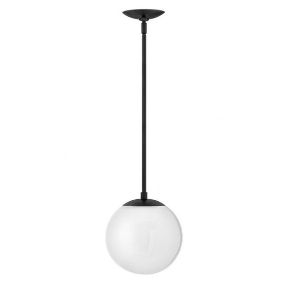 One Light Pendant In Mid-Century Modern-Scandinavian Style 9.5 Inches Wide By 10.75 Inches High-Black Finish-Cased Opal Glass Color Hinkley Lighting