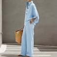 thumbnail image 5 of SBYOJLPB Women's Linen Summer Set Casual V-neck Top and Wide Leg Pants Set Two-piece Sets, 5 of 8