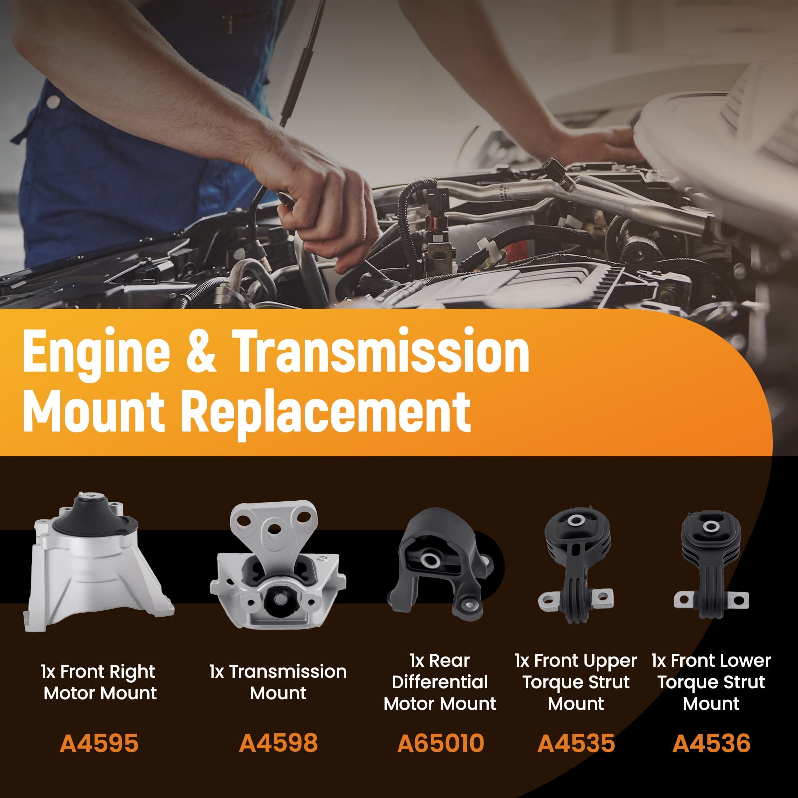 maXpeedingrods Engine Motor Mount for Honda CR-V L4 2.4L Engine 4WD Automatic 2007-2011 A4535 A4536 A4595 A4598 A65010 50821S5C003