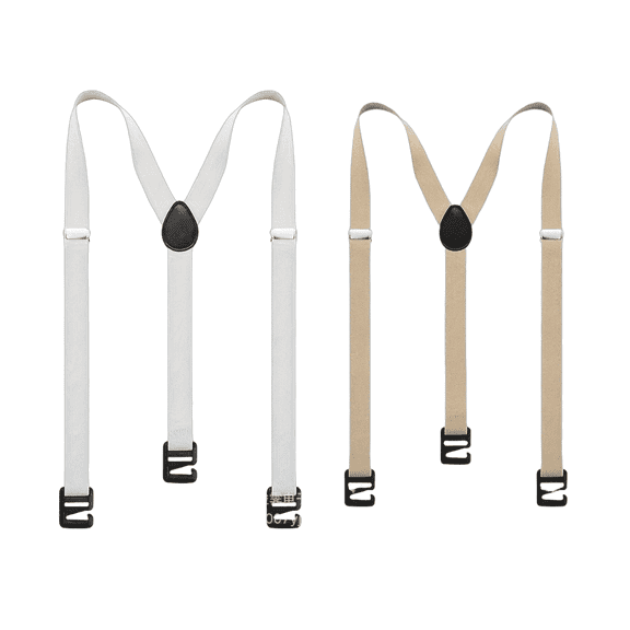 GASTROPOD 2Pcs Suspenders for Men Heavy Duty 3 Clips Adjustable Length Unisex Suspenders Strong Elastic Sports Suspenders 0.98x35.43in,White,White