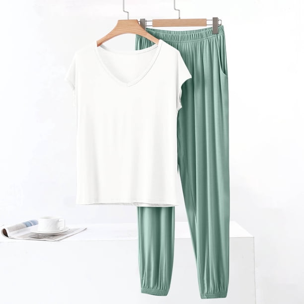 TaTaai Loose Fit Winter Sleepwear Women, Thick Warm Pajama Top with Pants, Solid Color Fleece Loungewear Set, Cozy Cold Weather Apparel Gift