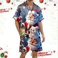 thumbnail image 2 of XDZJLR Mens Christmas Pajamas Xmas Fashion Printed Short Sleeved Shorts Button Up Pajamas Set Pjs Sleepwear Watermelon Red M, 2 of 4