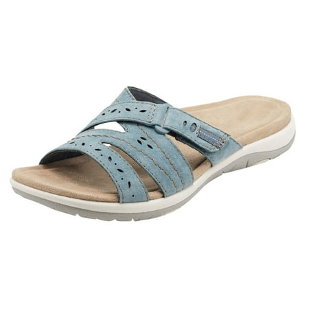 OJSFQUFP Womens Comfort Sandals Women s Summer Fashion Leather Open Toed Flip Flops Outdoor Beach Slippers Soft Sole Outdoor Beach Shoes Slippers Women Sky Blue 36