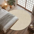 thumbnail image 3 of Cream 3ft Round Rug, Farmhouse Burlap Solid Beige Color Modern Linen Texture Non-Skid Rubber Backing Large Area Rugs - Living Room Bedroom Home Office, Indoor Floor Mat Carpets Washable Rug, 3 of 9