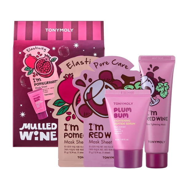 Set de regalo para el cuidado de la piel TONYMOLY, máscara de vino caliente y sérum corporal