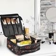 thumbnail image 5 of FORMRS Travel Makeup Bag Large Capacity Train Case Cosmetic Organizer with Adjustable Dividers, Black Floral Pattern, 5 of 8