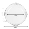 thumbnail image 3 of Balsa Circle 10 Clear Round 8" Disposable Plastic Salad Dinner Plates Silver Embossed Baroque Trim Party Events Decorations, 3 of 8