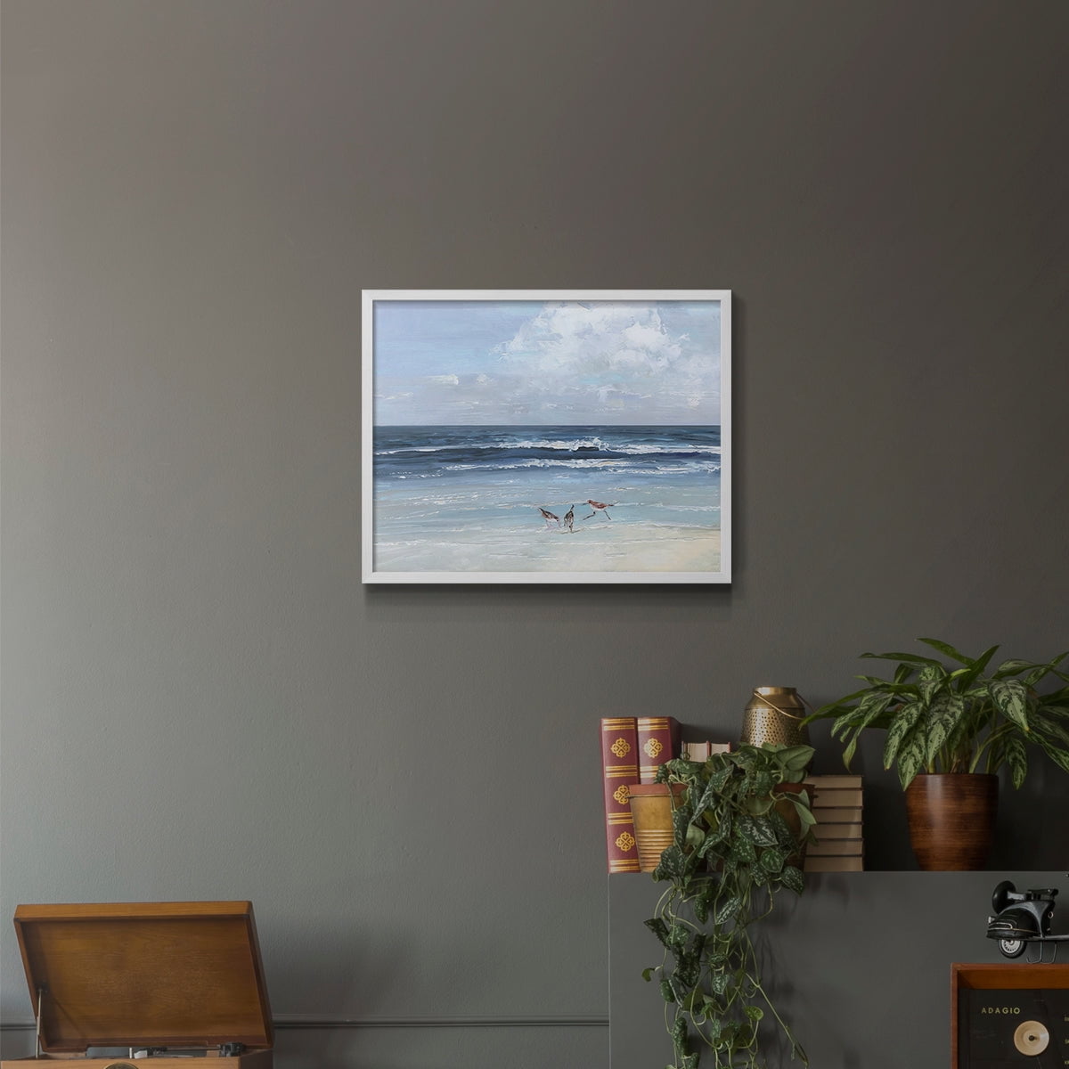 Beach Trio by Sally Swatland - Restickable Framed Giclée Print