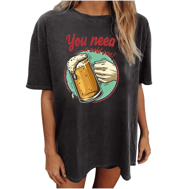 Blusa de manga corta de verano con estampado de Oktoberfest divertido vintage para mujer Pompotops hfajkhk135627