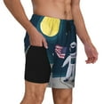 thumbnail image 3 of Picia Astronaut With USA Flag pattern Mens Swim Trunks with Compression Liner Stretch Beach Shorts Quick Dry with Zipper Pockets No-Chafing Board Shorts-Small, 3 of 9