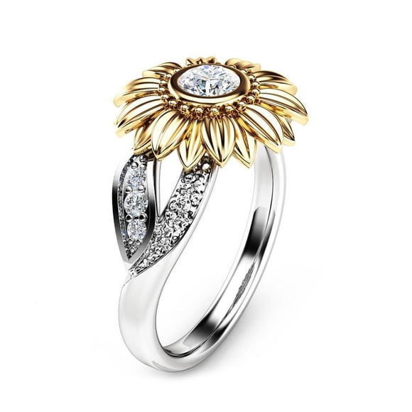 Keenso Sunflower Ring, Copper Ring, 4 Sizes For Women Girl Friends Party