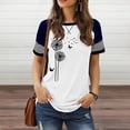 thumbnail image 2 of T-shirts pour Femmes, Mode Décontractée Imprimée, Col Rond, Manches Courtes, Chandail-Over, T-Shirt Blanc L, 2 of 4