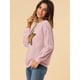 thumbnail image 4 of Sudadera de manga larga Allegra K con cuello redondo y lentejuelas brillantes para mujer Rosa S, 4 of 6