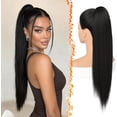 thumbnail image 2 of Yanonmyfd Black Straight Drawstring Ponytail Extension - 28 Inch Long Straight Drawstring Ponytail Extension Natural Looking Fluffy Soft Synthetic Cheer Posh Pony Tails Hairpieces Daily Party, 2 of 38