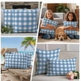 thumbnail image 5 of Blue White Plaid Outdoor Waterproof Pillow Covers, Gradient Geometric Buffalo Checkered Decorative Square Throw Pillowcase Sofa Cushion Sham for Patio/Couch/Chair, 16"x16" 2 Pack, 5 of 8