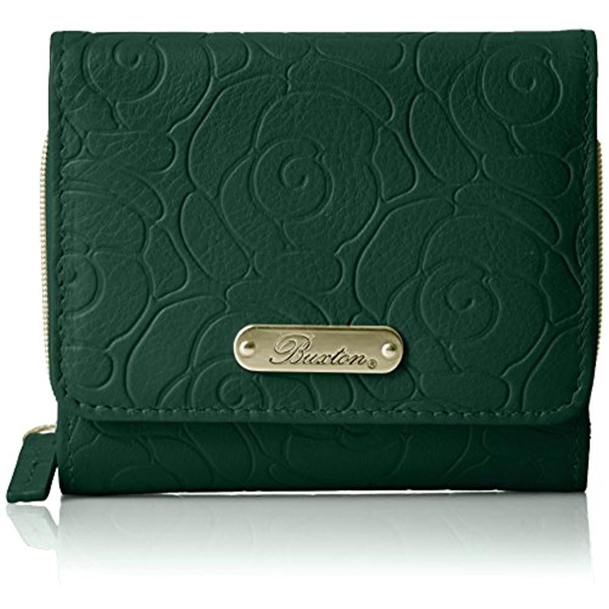 Buxton Womens Rose Garden Embossed Leather Trifold Wallet