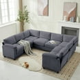 thumbnail image 5 of JUSTLET Oversized Modular Sectional Sofa, Large Corduroy Sectional Couches Sofa Set, Comfort 8 Seater U Shaped Sofa Cloud Couch for Living Room, Dark Gray, 5 of 10