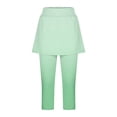 thumbnail image 5 of KHONTS Women's Tennis Skirt Leggings High Waist Tummy Control Athletic Yoga Capri Golf Pants Workout Clothing Green M, 5 of 7